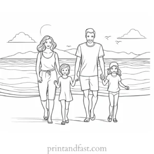 family coloring page summer