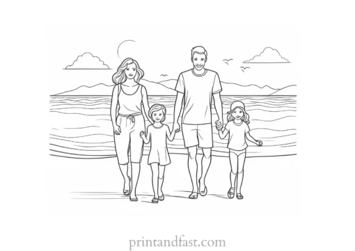 family coloring page summer