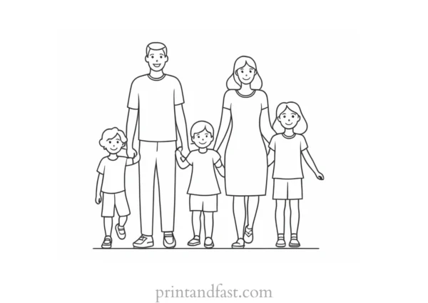 family coloring page template