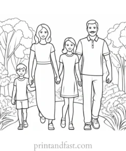 family coloring page worksheet