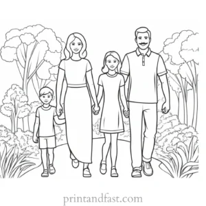 family coloring page worksheet