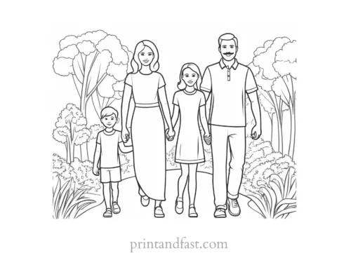 family coloring page worksheet