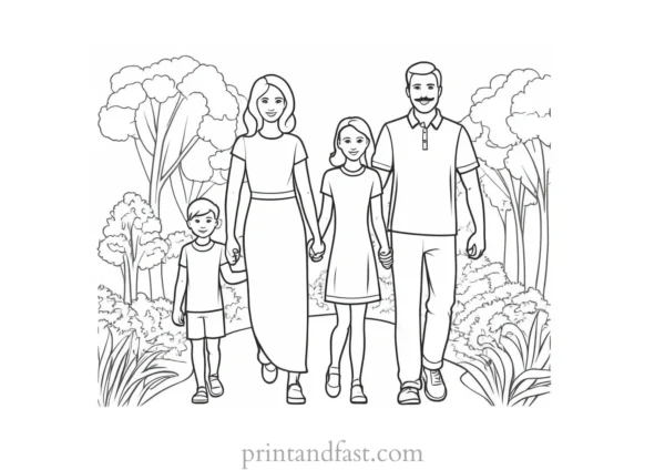 family coloring page worksheet