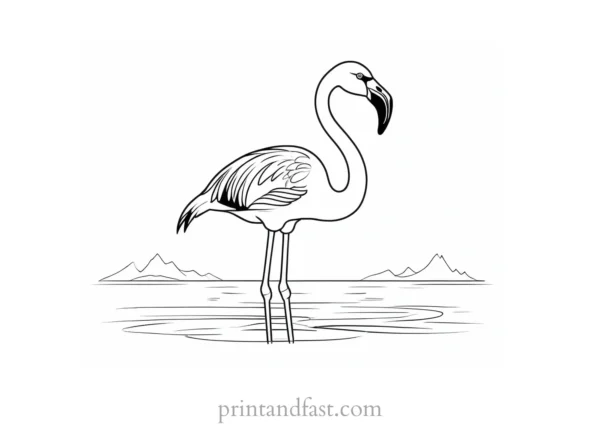 flamingo coloring page cartoon