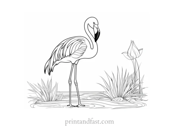 flamingo coloring page tropical