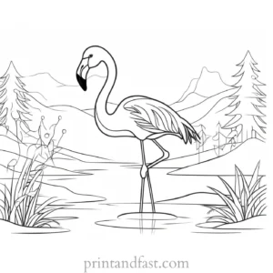 flamingo coloring page winter