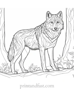 forest wolf coloring page