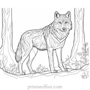 forest wolf coloring page