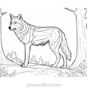 forest wolf coloring sheet