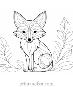 fox coloring page in nature