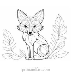 fox coloring page in nature