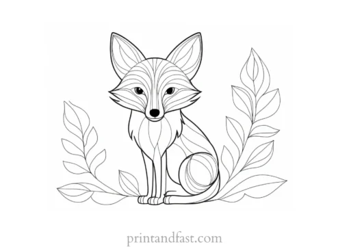 fox coloring page in nature