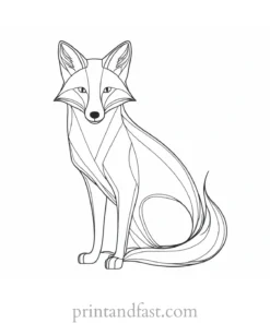 fox coloring page with flowers