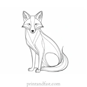 fox coloring page with flowers