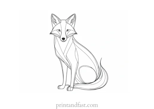 fox coloring page with flowers