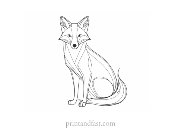 fox coloring page with flowers