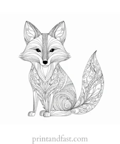 fox coloring page with heart