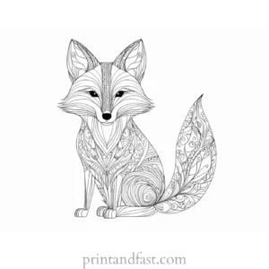 fox coloring page with heart