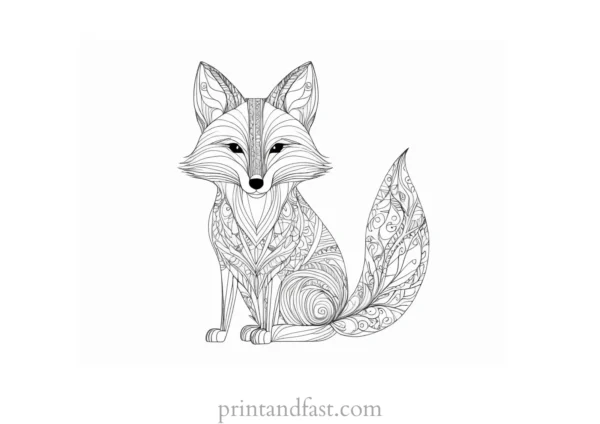 fox coloring page with heart