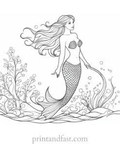 free coloring page mermaid