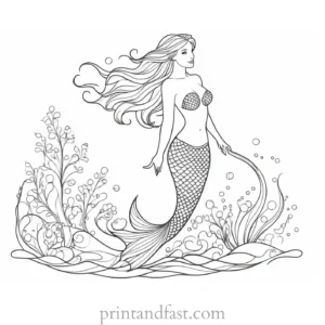 free coloring page mermaid