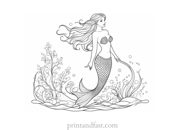 free coloring page mermaid