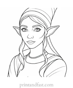 free elf coloring page