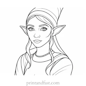 free elf coloring page