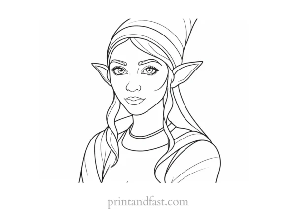 free elf coloring page