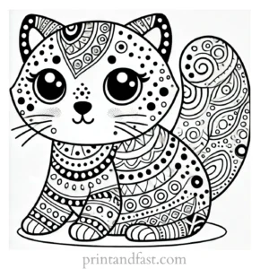 fun cat coloring page