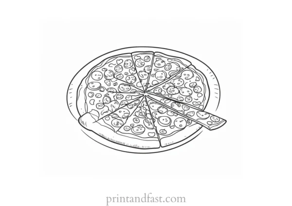 funny pizza coloring page