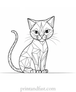 geometric kitty coloring page