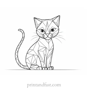 geometric kitty coloring page