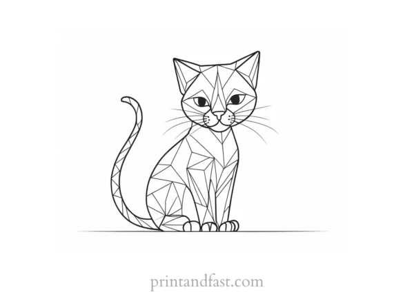 geometric kitty coloring page