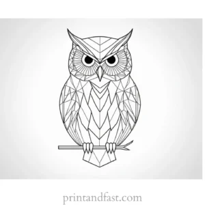 geometric owl coloring page