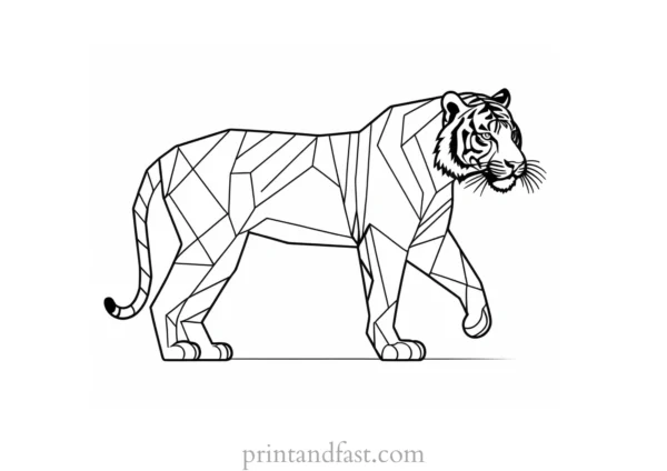 geometric tiger coloring page