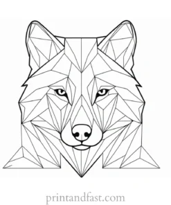 geometric wolf coloring page