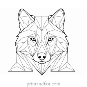 geometric wolf coloring page