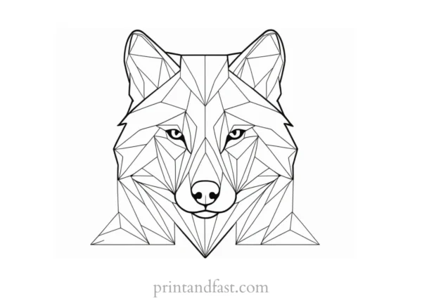 geometric wolf coloring page