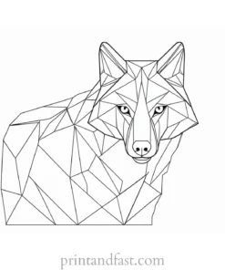 geometric wolf coloring sheet