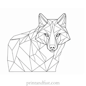 geometric wolf coloring sheet