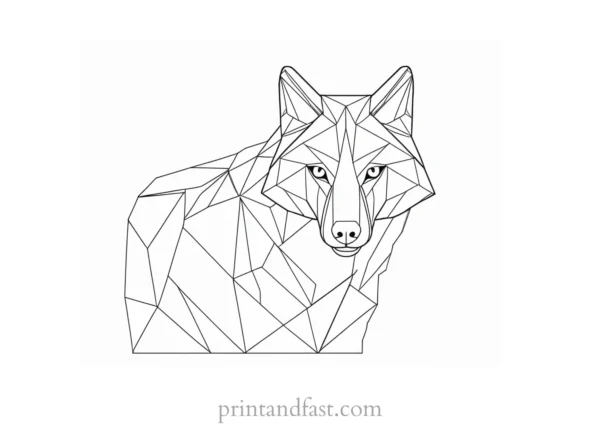 geometric wolf coloring sheet