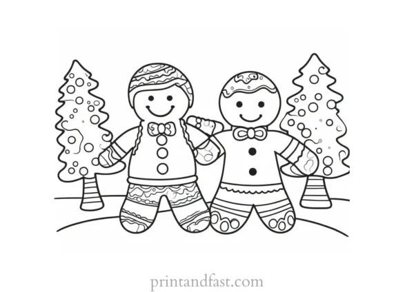 gingerbread coloring page easy