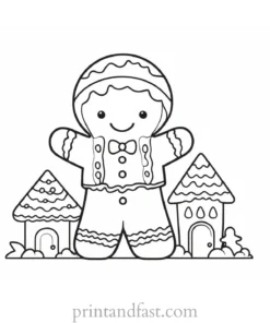 gingerbread coloring page outline