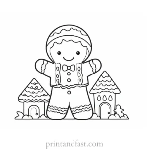 gingerbread coloring page outline