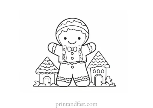 gingerbread coloring page outline