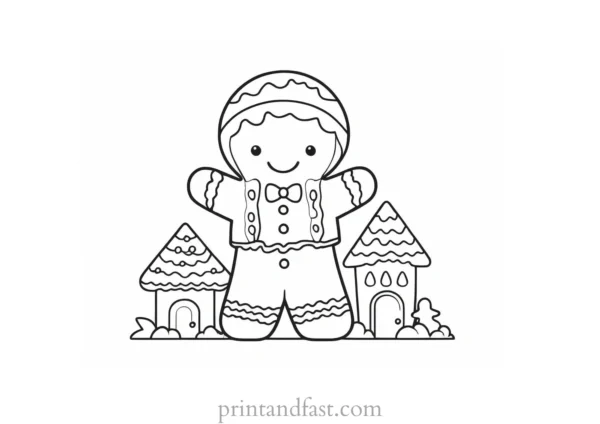 gingerbread coloring page outline