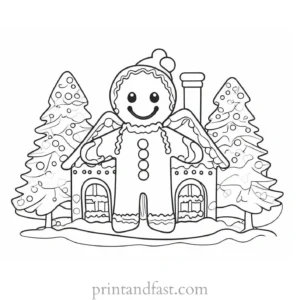 gingerbread coloring page winter