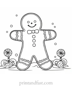 gingerbread coloring page with candy