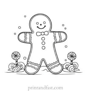 gingerbread coloring page with candy